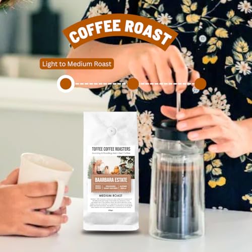 Image of Toffee Coffee Roasters | Baarbara Estate, Light to Medium Roast, 250 g | Grind: French Press, Speciality Blend, 100% Arabica | Speciality Coffee | Freshly Roasted