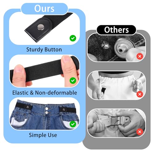 5 PCS No Buckle Stretch Belt, Elastic Waist Belt, Stretch Invisible Belts for Women Men Jeans Pants, No Bulge3