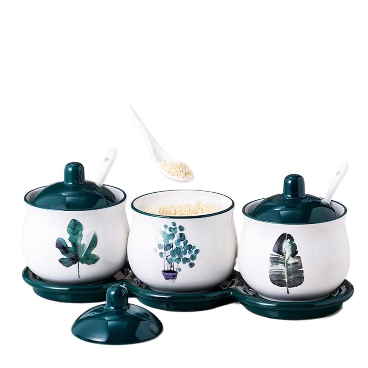 MaikOn Sucrier avec Couvercle, Pot de Stockage de Sucre, Pot à épices, Pot à Sucre, Pot à sel, boîte d'assaisonnement-c-200 ML (Color : 3 Set of B, Size : 200ml)