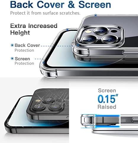 CANSHN Shockproof Clear Case for iPhone 14 Pro, [3.0mm Raised Airbags][Not Yellowing] Protective Phone Case Cover with Hard Back & Soft TPU Bumper for iPhone 14 Pro 6.1''- Clear