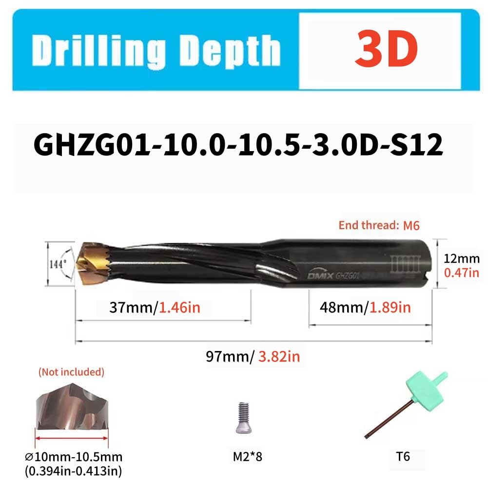 Tungsten Steel Carbide Drilling Insert Saber-Toothed Drill Bit Deep Hole Drilling Tool Holder with Double Hole Internal Cooling (GHZG01-10.0-10.5-3.0D-S12)