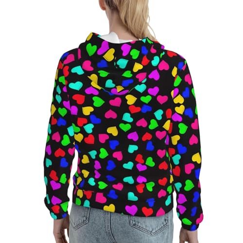 Sweat doux à imprimé cœurs pour femmes pull à capuche tendance extensible - 4