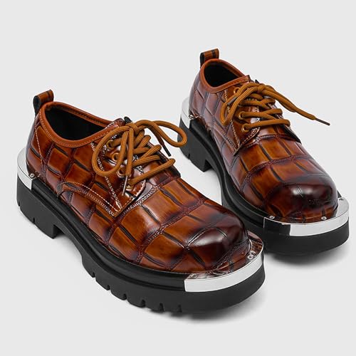 Thick Bottom Oxfords Men's Leather Lace-up Business Formal Shoes Anti-Slip Platform Height Increasing Wedding Prom Office Conference Uniform Derby Shoes3