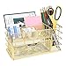 MORIGEM Multifunktionale Gold Schreibtisch-Organizer, Metall Schreibtischzubehör mit Schublade, Tisch Halter Büro Organizer mit Briefablage, Stifthalter, Briefpapier Kosmetik Organizer