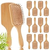 Tessco 12 Pcs Bamboo Hair Brushes for Women Bulk Paddle Brush Lightweight Massage Hair Brush Bamboo Bristles Anti Static for Homeless Women Men Kids Massage Scalp Styling Curly Long Hair (Natural)