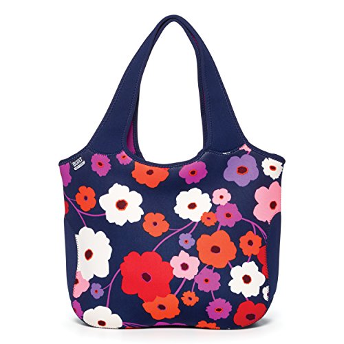 BUILT NY Essential Neoprene Shopping Tote Bag, Lush Flower Blue