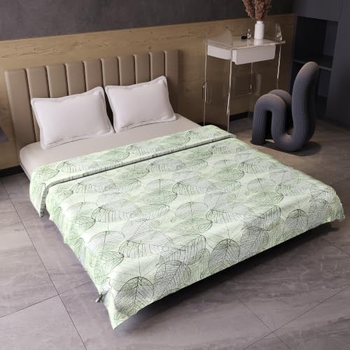 Image of Divine Casa 120 GSM Glace Cotton Double Dohar | Lightweight AC Blanket | Reversible Summer Quilt | 220 x 205 CM, Forest Green & Lime