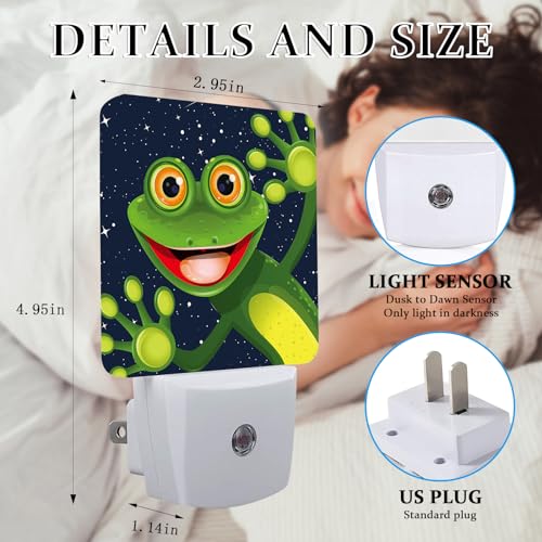 Image of Funny Frog Night Light, Plug-into Wall Nightlight Lamp with Dusk to Dawn Sensor, Led Lamp 0.5W Energy Efficient for Boys Girls Adults Home Decor