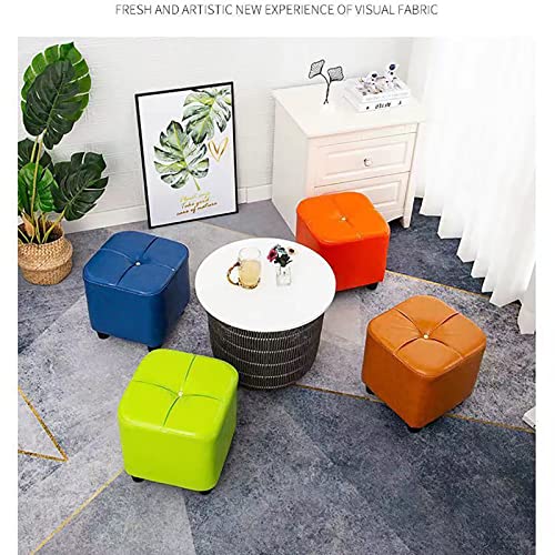 Chaises et repose-pieds ottoman orange de 30 cm en similicuir souple