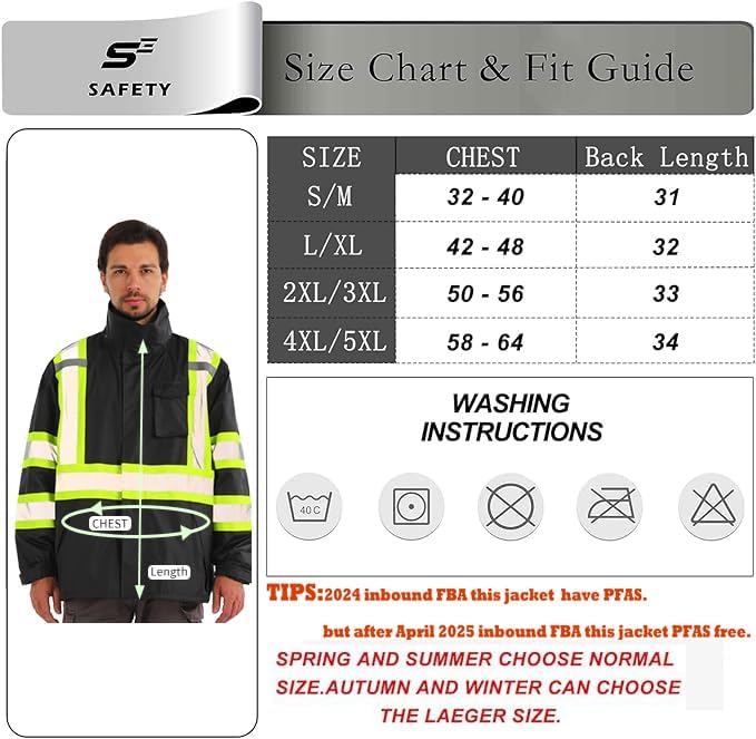 sesafety Hi Vis Rain Jacket, Rain Suits for Men Waterproof withBlack Bottom, Rain Coats for Men Interior Mesh, Class 3 HighVisibility Rain Gear,Removable Hood - Image 6