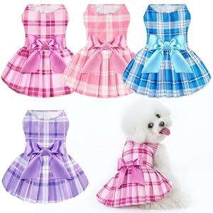 XPUDAC 4 Pack Plaid Dog Dress for S...