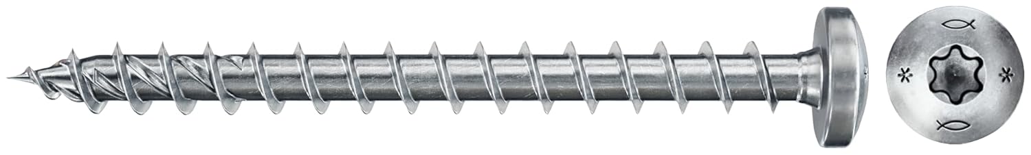 fischer PowerFast II PTF 4.5 x 50, Chipboard Screw (300 Pieces) with Full Thread, Pan Head with Inner Star, Screw for Woodworking, Reduces Screwing Resistance & Screwing Time