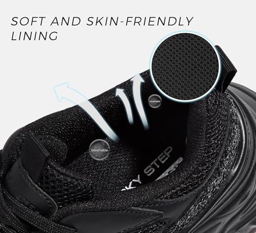 LUCKY STEP Women's Rhinestone Chunky Sneakers Breathable Lace-Up Platform Walking Sneakers Fashion Casual Dad Shoes3