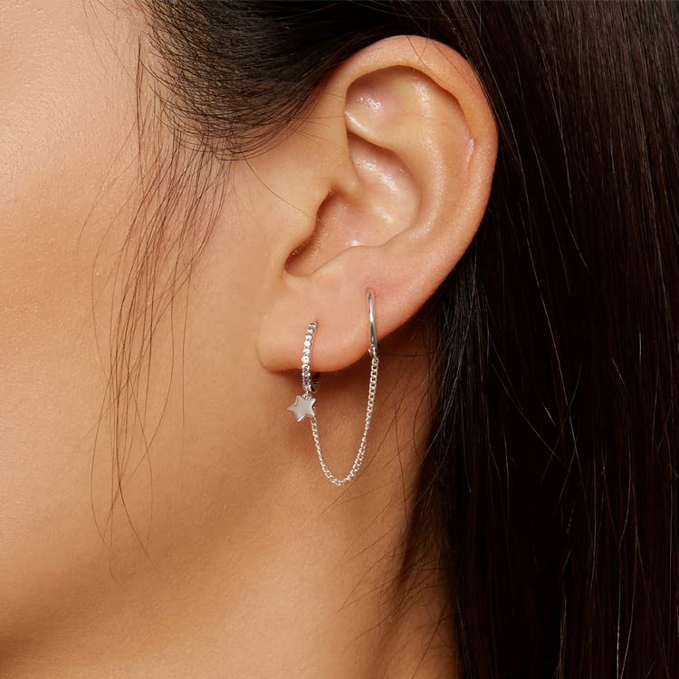 Boucles d'oreilles fleurs en argent avec chaîne pompon pour soirée chic - 2