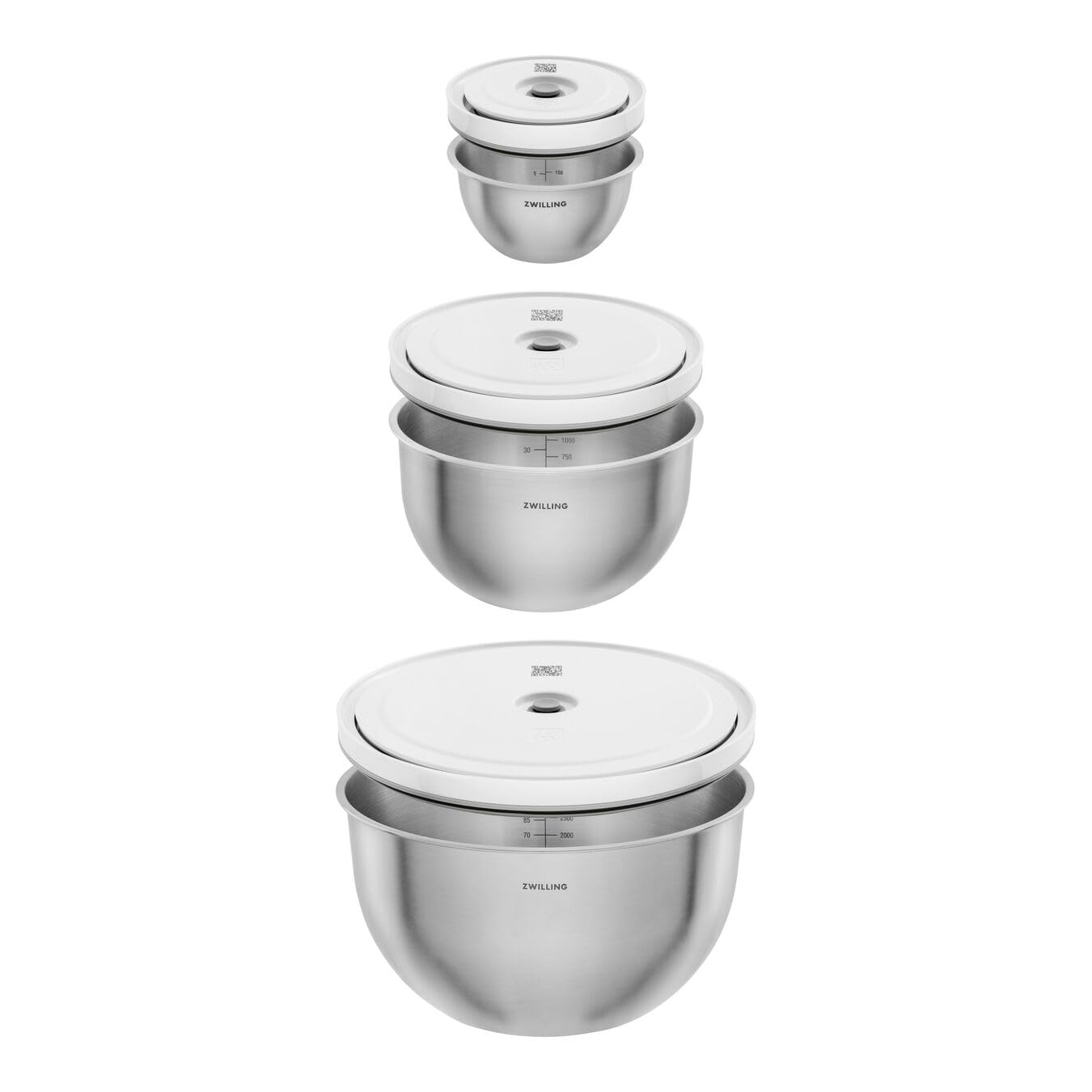 Zwilling - Zestaw 6 misek próżniowych Fresh and Save - 12-18-24 cm, stal nierdzewna, srebrna - ZWILLING