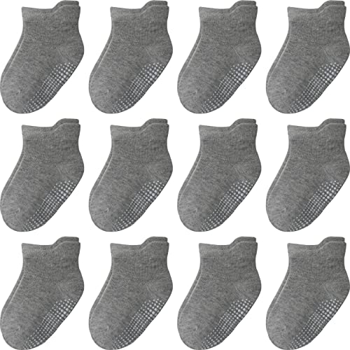 Image of Aroveea Non Slip Grip Ankle Baby Socks 12 Pack for Toddler Boys and Girls Kids Socks,Infant Cute Cotton Baby Socks