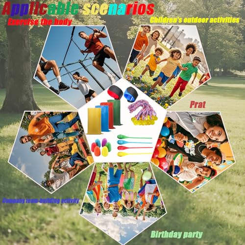image for Prinxse （24pcs） Outdoor Sports, Potato Bag Race Bag, Egg Spoon Rel