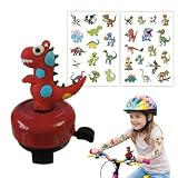 GWEOR Timbre Bici Dinosaure Rojo para Niños y Adultos, Timbre Patinete Infantil con Sonido Fuerte