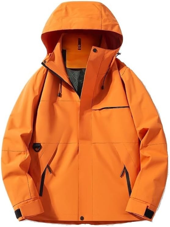 Mens Outdoor Hooded Jacket Coats Waterproof Windproof Hiking Workwear Casual Outerwear for Men