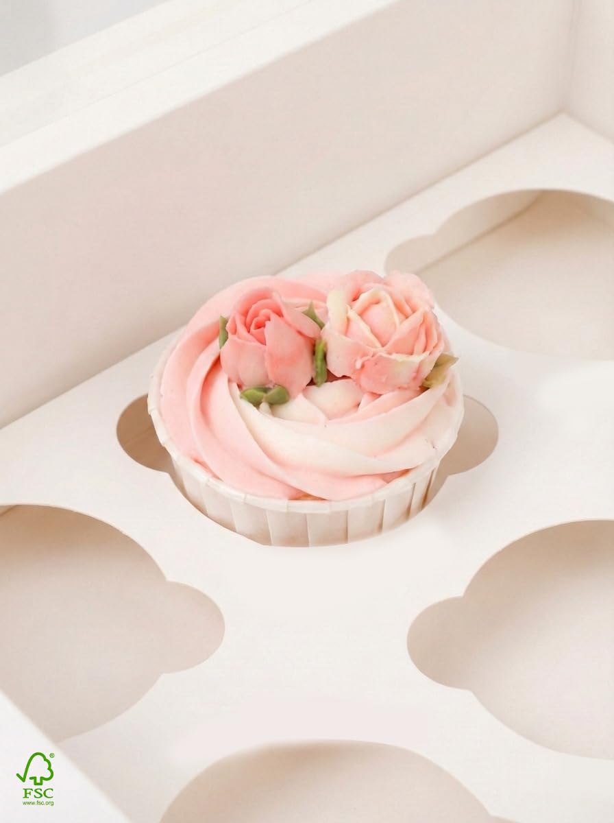 Gcardist Confezione da 12 scatole per cupcake pop-up automatiche con finestra - Nero - 33 x 25,4 x 9 cm - Scatole da forno per cupcake, scatole per cupcake (13 x 10 x 3,5 pollici)