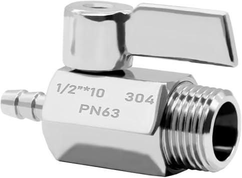 Beduan Stainless Steel 3/8" Hose Barb x 1/2" NPT Male Mini Ball Valve for Home Brew Kettle