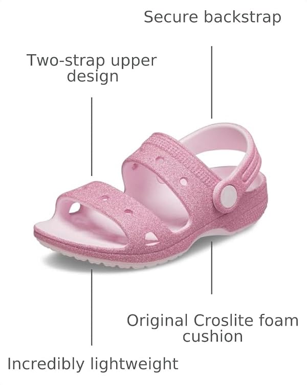 Crocs Unisex Classic Sandal V2 (Toddler) Pink Milk/Glitter 6 Medium by Crocs - Used condition - Image 3