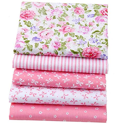 5Pcs/Lot 15.7"X19.7" Pink 100% Cotton Fabric For Sewing Quilting Patchwork Tissue #TOP2