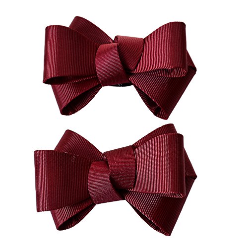 Pinces à chaussures nœud papillon rouge vin 7cm bijoux de souliers amovibles