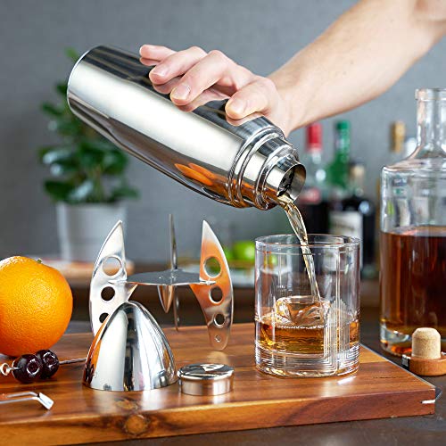 Viski Rocket Cocktail Shaker with Strainer Bar Set for Cold Brew Cocktails, Margarita, Espresso Martini, Stainless Steel Martini Shaker, Home Bar Accessories, Bartending Tools, Bartender Gifts, 24oz
