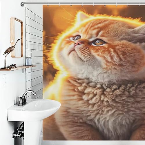 Rideau de douche chat en polyester lavable contre les éclaboussures