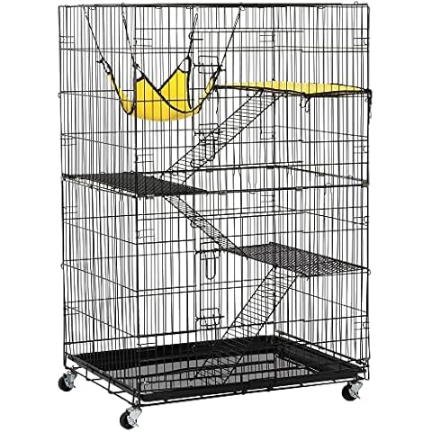 Yaheetech Jaula para Mascota con 4 Niveles y Ruedas Cover