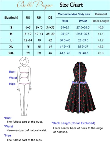 Belle Poque Retro Dresses For Women Party Sleeveless Retro Elastic Gathered Back Waist Midi Dress With Pockets Blue M #TOP4