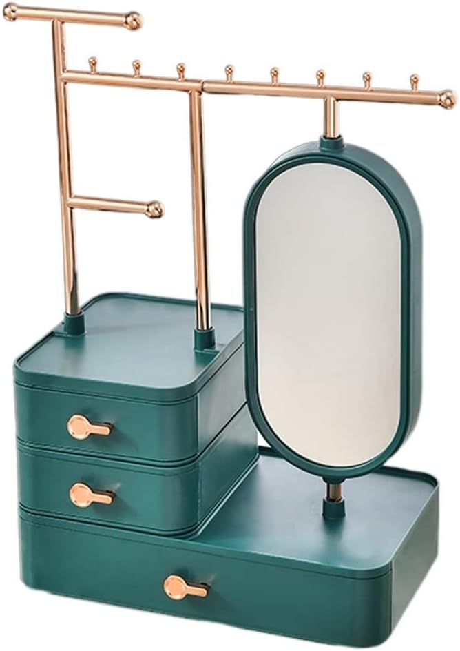 Jewelry Box Jewelry Box Large Jewelry Organizer With 3 Drawers Jewelry Case With Mirror Display Storage Case For Necklace Ring Earring Jewellery Organizer (B)