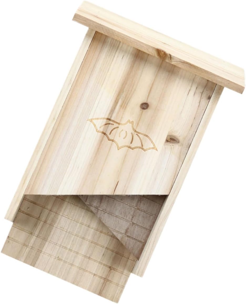 Wooden Bat House Outdoor Pet Shelter for Backyard Garden, Handmade Solid Wood Bat Box for Courtyard Wildlife Habitat