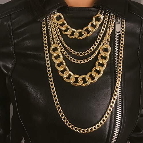 CSIYANJRY99 Chunky Gold Necklaces for Women Multilayer Punk 80s Hip Hop Necklace Layered Cuban Link Chain Statement Necklace 90s Freaknik Outfit Accessories for Women (Gold) - Image 7