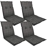 DILUMA Niedriglehner Auflage Naxos für Gartenstühle 98x49 cm 4er Set Karo Anthrazit - 6 cm Starke Stuhlauflage mit Komfortschaumkern und Bezug aus Baumwoll-Mischgewebe - Made in EU mit ÖkoTex100