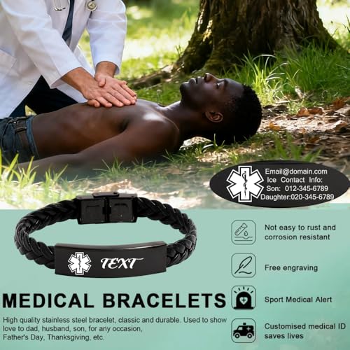 Pulsera de identificación trenzada con símbolo médico miniatura 2