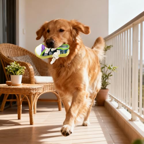 Juguete mordedor para perros con forma de zapato, sonido y campana miniatura 6