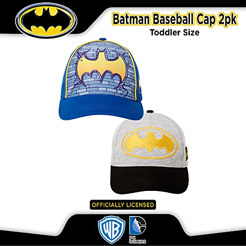 DC Comics Boys' Super Hero Baseball Cap - 2 Pack 3D Superman, Batman, Justice League Curved Brim Snap Back Hat (2T-7)3