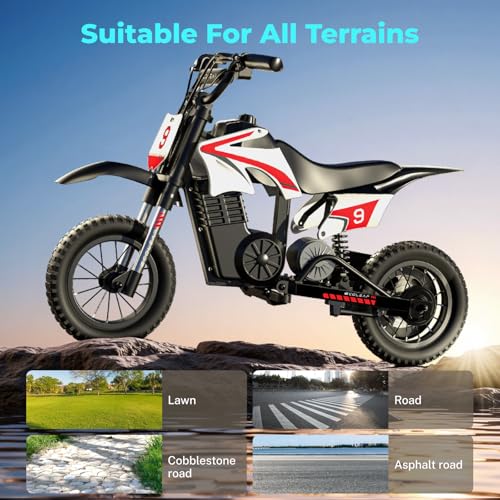 Image of K1 Kids Electric Dirt Bike, 36V, 700W, 16 MPH, 14-Mile, Ages 3-10 (Cherry Red)