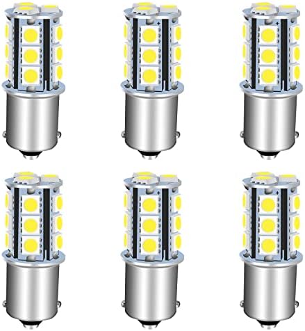 UNXMRFF 1156 LED Bulb White Super Bright 1073 1003 BA15S 7506 1141 LED Bulbs 5050 18-SMD Replacement for 12V RV Interior Ceiling Dome Light/Travel Trailer/Boat Indoor/Camper Light Bulbs (Pack of 6)
