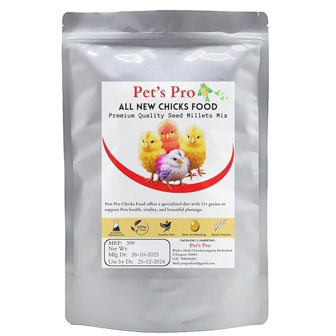 Image of Pets Pro Food for Chicks 1000gm + Feeder | Chicken Feed Pallet Hen Food | PremiumQuality Feed for Chick and Hens | Specially formulated to Meet The Nutritional of Growing Chick 1KG