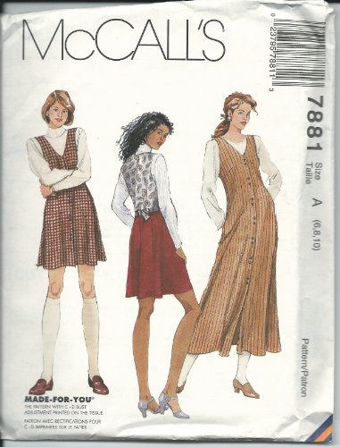 McCall's 7881A Sewing Pattern Misses Jumper Size 6-10