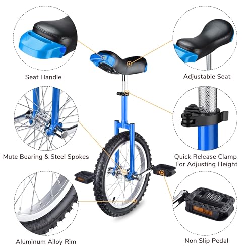 Image of AW 16 /18 /20 /24 Inch Wheel Outdoor Unicycle Adjustable Seat Exercise Bicycle | Fit Adults Kids Outdoor Sports Fitness Exercise, Various colors For Choice