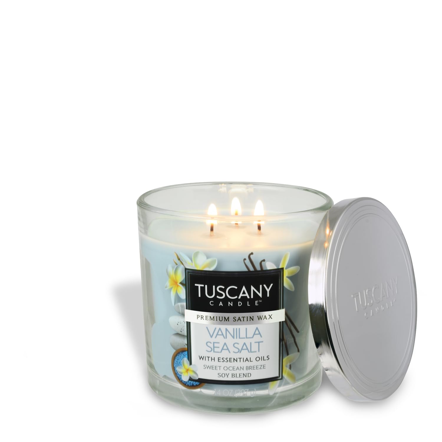 Tuscany Duftkerze im Glas, 400 ml, Vanille-Salz, Soja-Mischung, Einheitsgröße