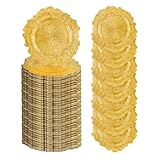 osgevei 100PCS Bright Gold Charger Plates Bulk- 13in Round Plastic Chargers for Dinner Plates- Floral Reef Table Plate Chargers for Wedding, Halloween, Thanksgiving, Christmas, Party, Display