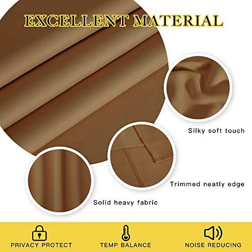 NICETOWN Room Divider Curtain 132 Inches Long, Wide Blackout Sliding Door Curtain for Bedroom, Room Darkening Privacy Window Covering for Patio Door (1 Panel Set, Gold Brown, 80 x 132 Inch)