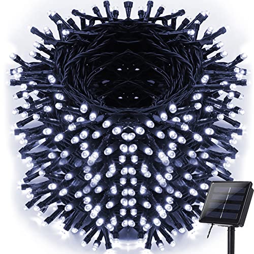 iShabao Solar Christmas Lights Outdoor, 98.4ft 300 LED Solar Fairy