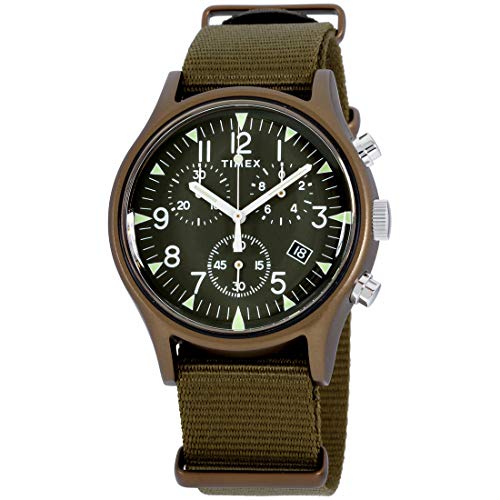 Timex Men's MK1 Aluminum Chronograph 40mm Analog Quartz Nylon Strap, Green, 20 Casual Watch (Model: TW2R67800VQ)