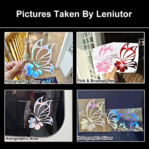 Leniutor 5Pcs Butterfly Car Decal Set, Waterproof Vinyl Butterflies Sticker For Cars Women Girl Car Stickers Beautiful Reflective Bumper Window Laptop Decals (Brushed Silver) #TOP4